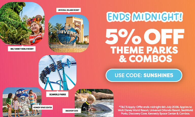 5% Off theme park tickets and combos